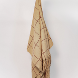 Checked Throw Blanket - Khaki and Red