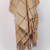 Checked Throw Blanket - Khaki and Red