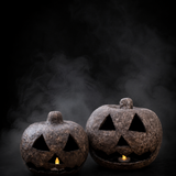 Paper Mache Jack-O-Lanterns - Set of 2
