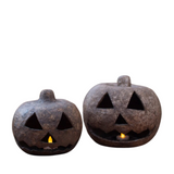 Paper Mache Jack-O-Lanterns - Set of 2