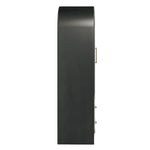 side view of Liam black arched cabinet