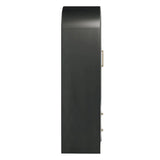 side view of Liam black arched cabinet