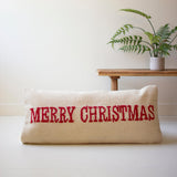 Merry Christmas Hand Hooked Pillow - 32"x14"