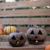 Paper Mache Jack-O-Lanterns - Set of 2