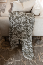 Oversized Olive Throw with Fringe