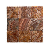 Red Onyx 4"x4" Tile by Castelli Marble