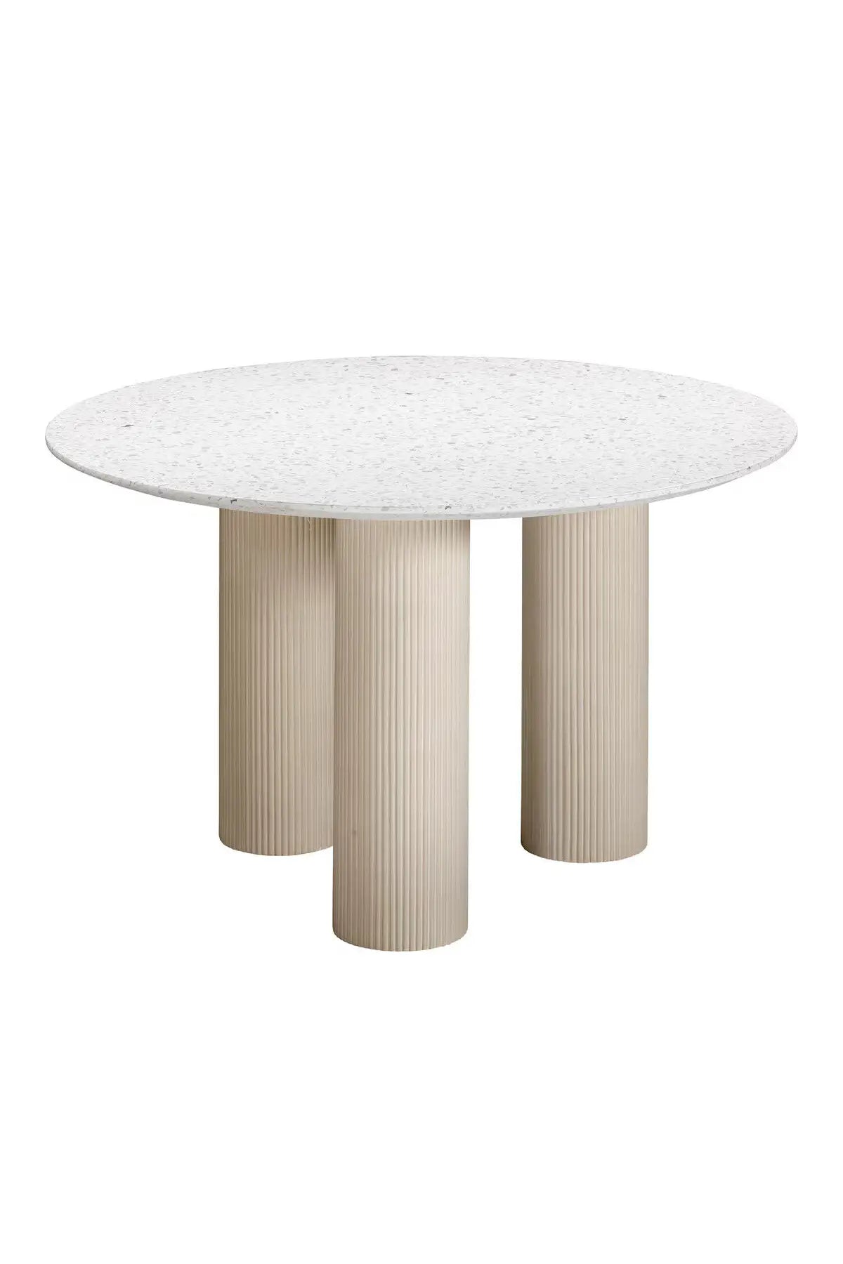 round terrazzo table with three legs