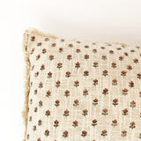 Floral Block Print Lumbar Pillow - 14"x20"