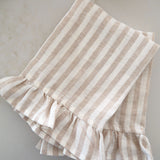 Germaine Striped Ruffle Tea Towel - Beige
