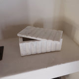 Rochelle Ribbed Marble Box - White