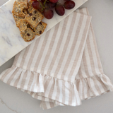Germaine Striped Ruffle Tea Towel - Beige