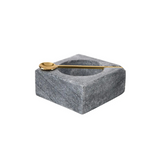 Chaol Gray Square Marble Pinch Pot With Spoon
