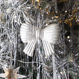 Metallic Bow Ornament - Silver