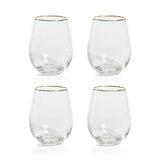 Gold Rim Stemless All Purpose Glasses - Set of 4