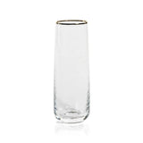 Gold Rim Stemless Glass Flutes - Set of 4