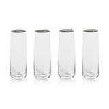 Gold Rim Stemless Glass Flutes - Set of 4