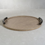 Cameroon Round Mink Leather Serving Tray