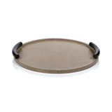 Cameroon Round Mink Leather Serving Tray