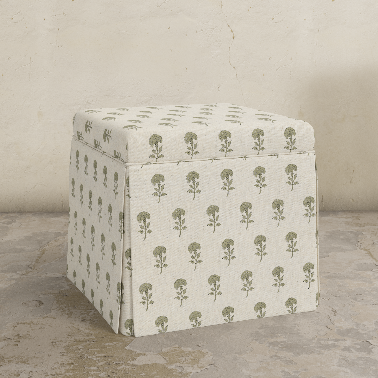 Dyer Skirted Storage Ottoman