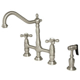 Heritage Extra Large Bridge Kitchen Faucet with Side Sprayer
