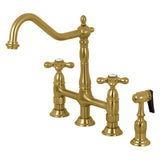 Heritage Extra Large Bridge Kitchen Faucet with Side Sprayer