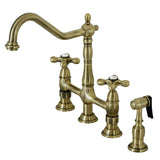 Heritage Extra Large Bridge Kitchen Faucet with Side Sprayer