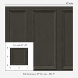 Faux Wood Panel Charcoal Wallpaper