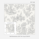 Chateau Toile Grey Wallpaper