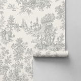 Chateau Toile Grey Wallpaper