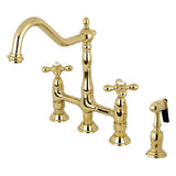 Heritage Extra Large Bridge Kitchen Faucet with Side Sprayer