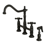 Heritage Extra Large Bridge Kitchen Faucet with Side Sprayer