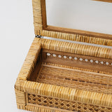 Tulum Rattan + Wood Display Box w Glass Lid - 2 Sizes